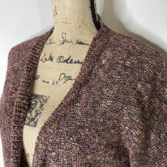 Ponsesa Cardigan Size S Open Front Short Sleeve Multi Colored Sweater Pockets - Picture 6 of 10